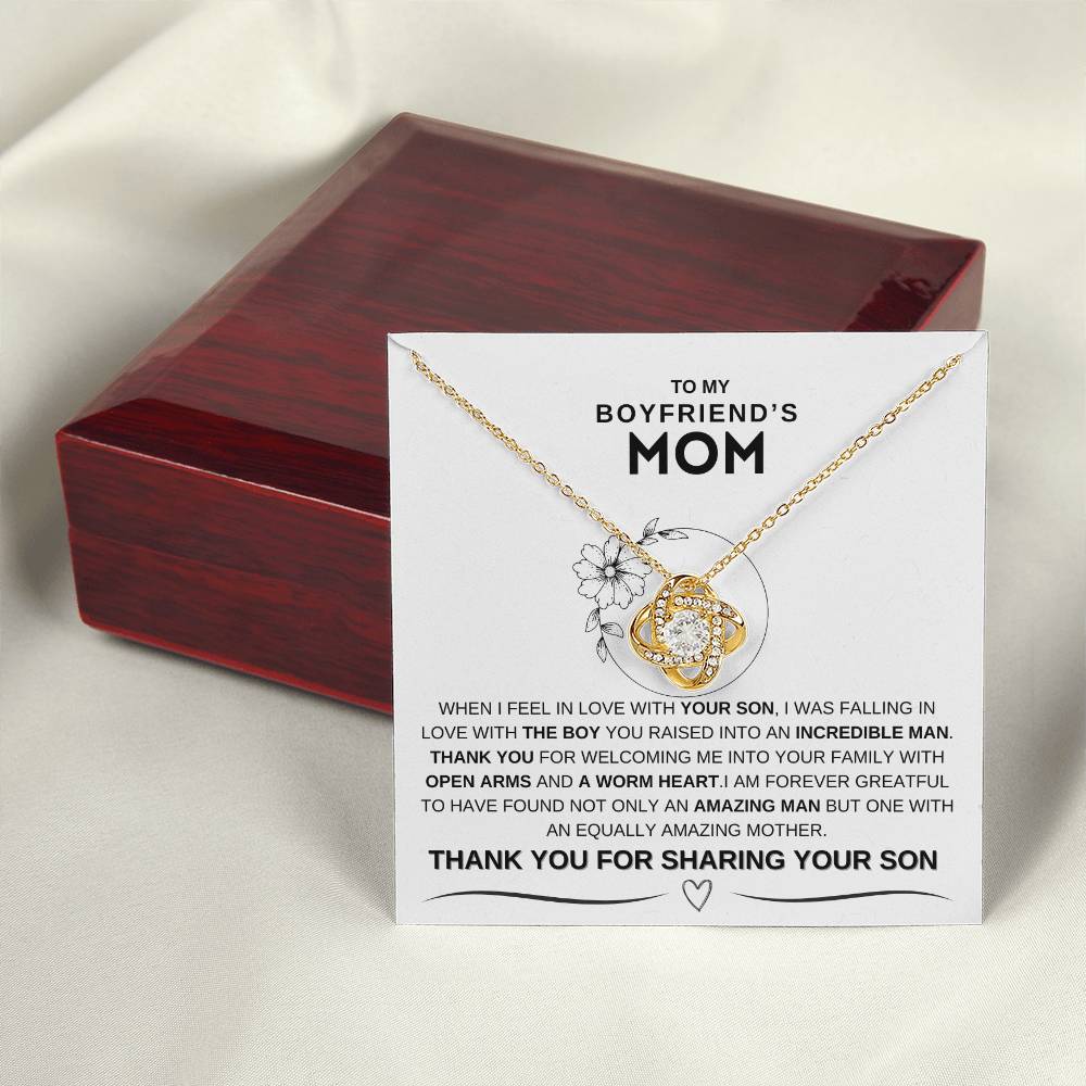 TO MY BOY FRIEND'S MOM BEAUTIFUL LOVE KNOT NECKLACE