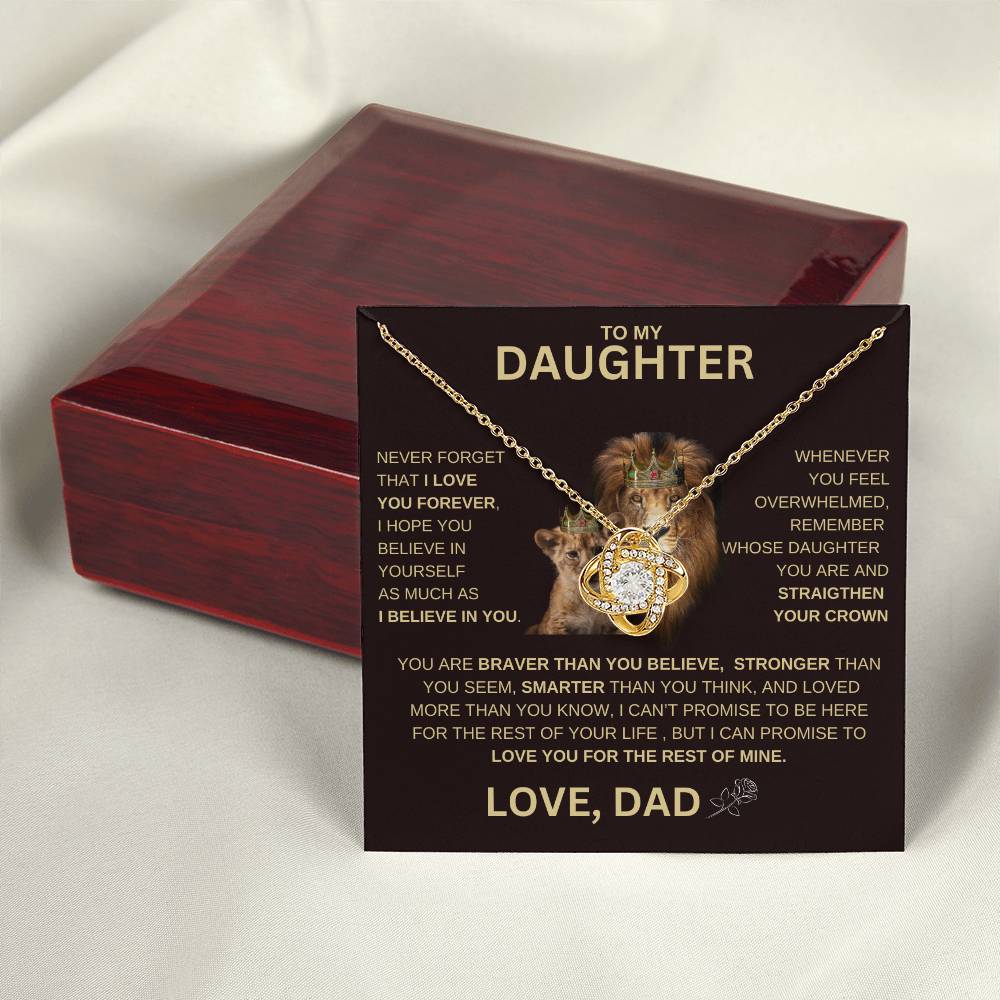 Gift For Daughter From Dad Necklace, To My Daughter Love Knot Necklace, Daughter Gift From Dad