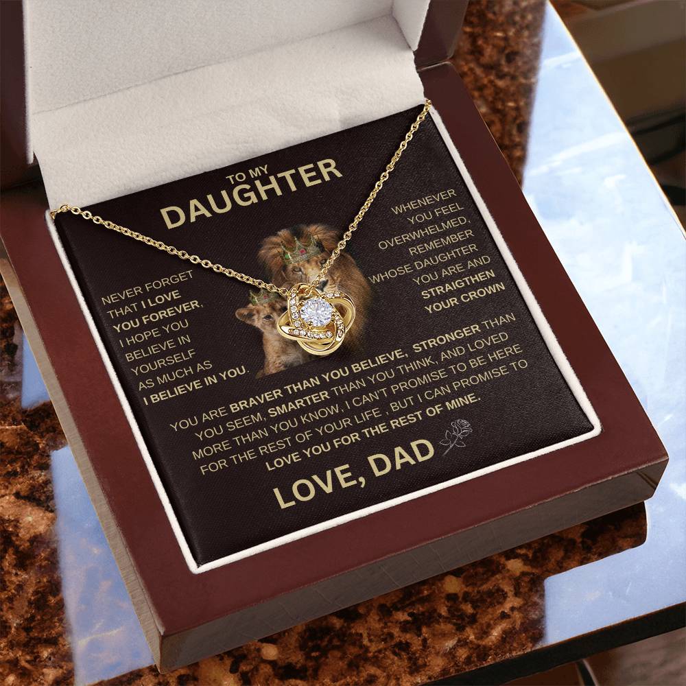 Gift For Daughter From Dad Necklace, To My Daughter Love Knot Necklace, Daughter Gift From Dad