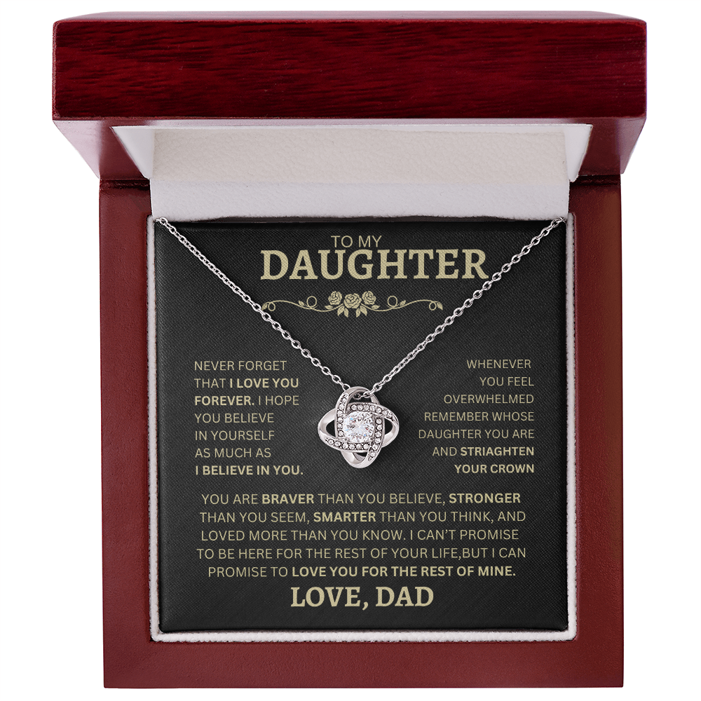 To My Daughter - Love Knot Necklace with message card