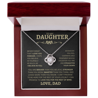 To My Daughter - Love Knot Necklace with message card