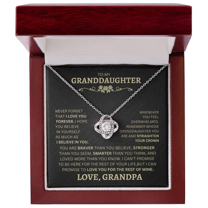 TO MY GRANDDAUGHTER LOVE KNOT NECKLACE, EXCELLENT FOR GRADUATION, GOING OFF TO COLLAGE, BIRTHDAY, OR FOR ANY OCCASION!!