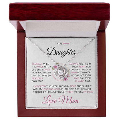 [ ALMOST SOLD OUT] To my precious daughter " know that I will always love you" A MOTHER'S LOVE IS NEVER ENDING. A beautiful LOVE KNOT NECLACE.