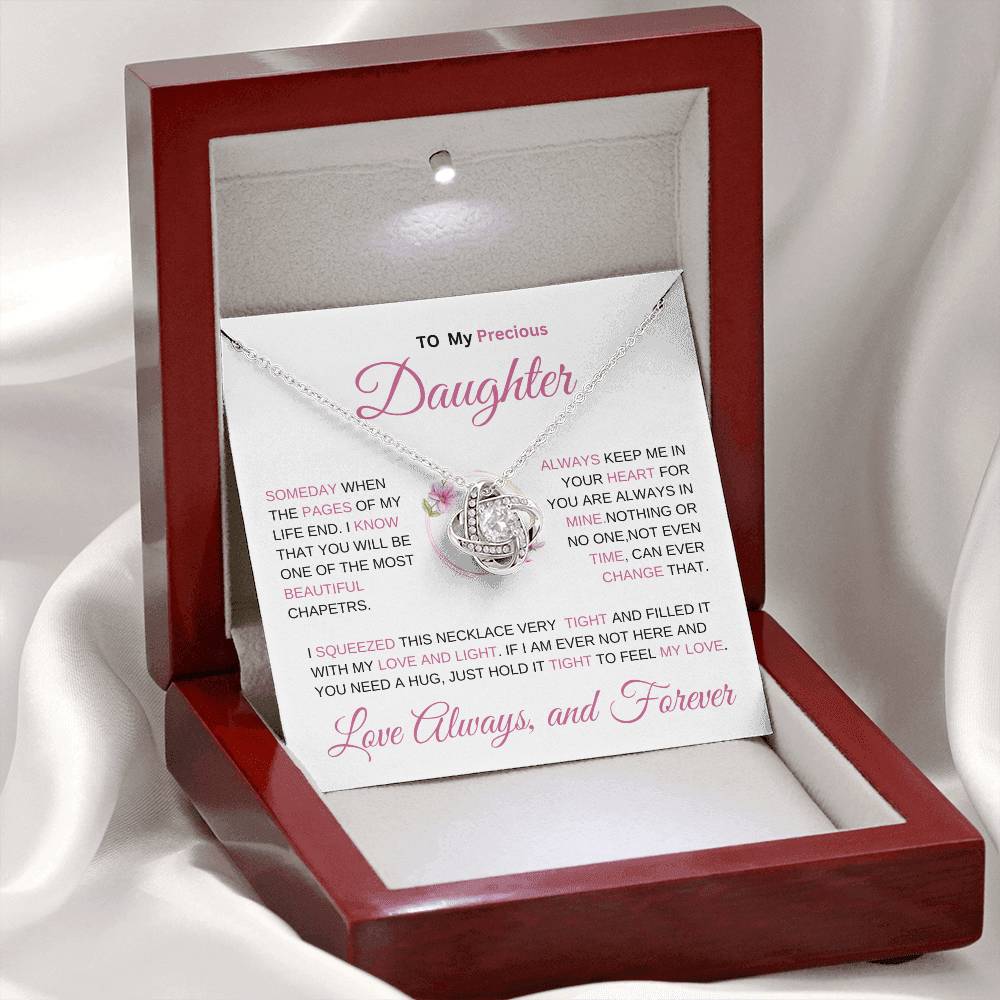 SAY IT ALL WITH THIS BEAUTIFUL LOVE KNOT NECKLACE FOR YOUR DAUGTHER'S GRADUATION, BIRTHDAY OR JUST SAY I LOVE YOU!!!