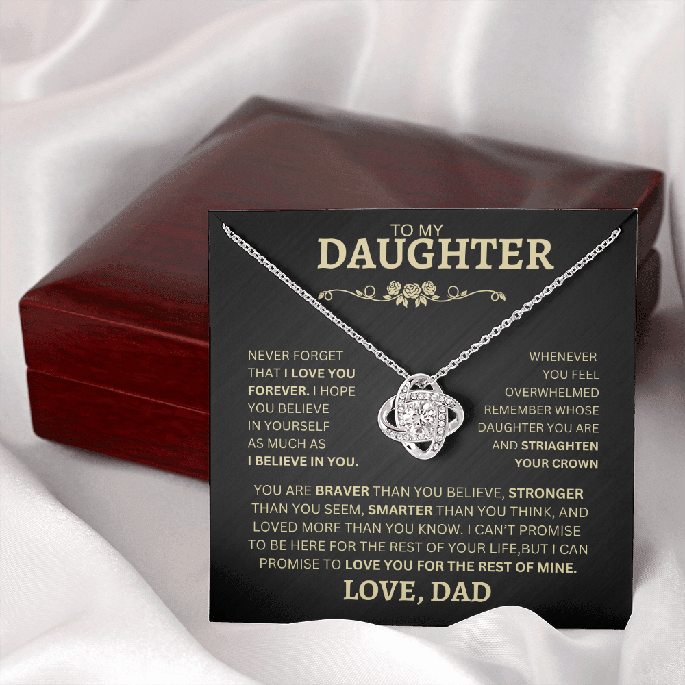 To My Daughter - Love Knot Necklace with message card