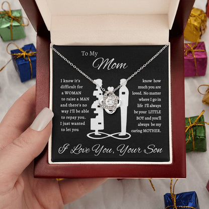 ELLEGANT LOVE KNOT NECKLACE FOR MOTHER'S DAY OR JUST SAY HOW YOU LOVE AND APPRICIATE HER.