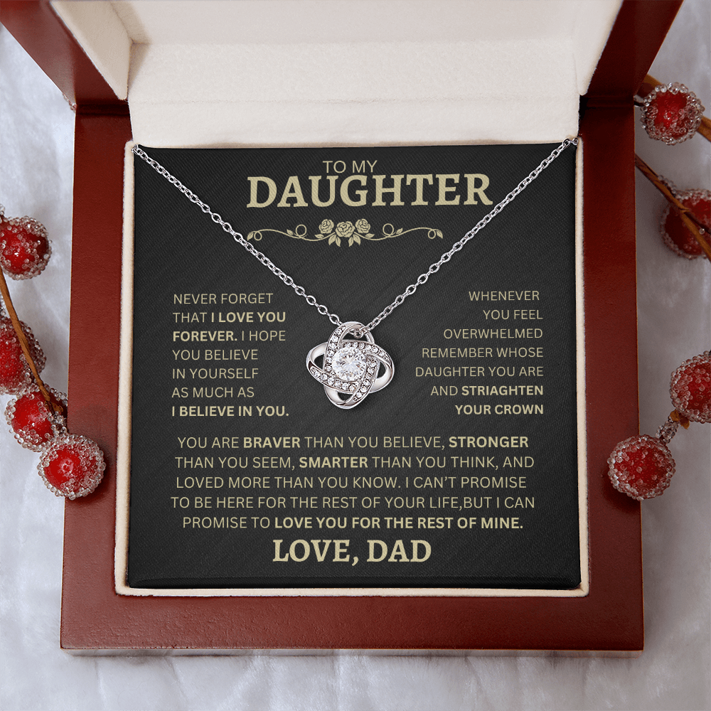 To My Daughter - Love Knot Necklace with message card