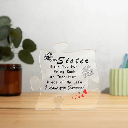 Engraved Acrylic Block Puzzle Sister Present - Cute Birthday Gifts from Sister, Paperweights Happy Birthday Sister Gift from Brother
