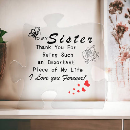 Engraved Acrylic Block Puzzle Sister Present - Cute Birthday Gifts from Sister, Paperweights Happy Birthday Sister Gift from Brother