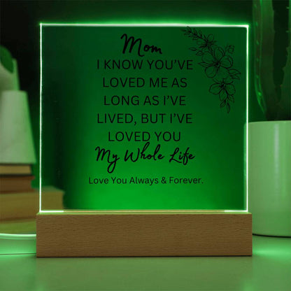 ELEGANT ARYLIC PLAQUE FOR MOM FROM SON OR DAUGHTER FOR MOTHERS DAY OR JUST SAY I  LOVE YOU!!