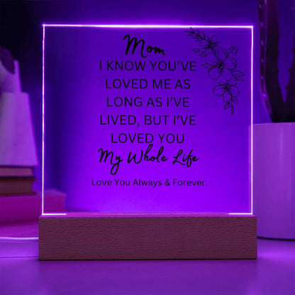ELEGANT ARYLIC PLAQUE FOR MOM FROM SON OR DAUGHTER FOR MOTHERS DAY OR JUST SAY I  LOVE YOU!!