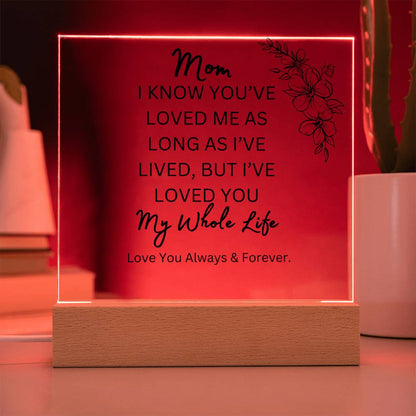 ELEGANT ARYLIC PLAQUE FOR MOM FROM SON OR DAUGHTER FOR MOTHERS DAY OR JUST SAY I  LOVE YOU!!