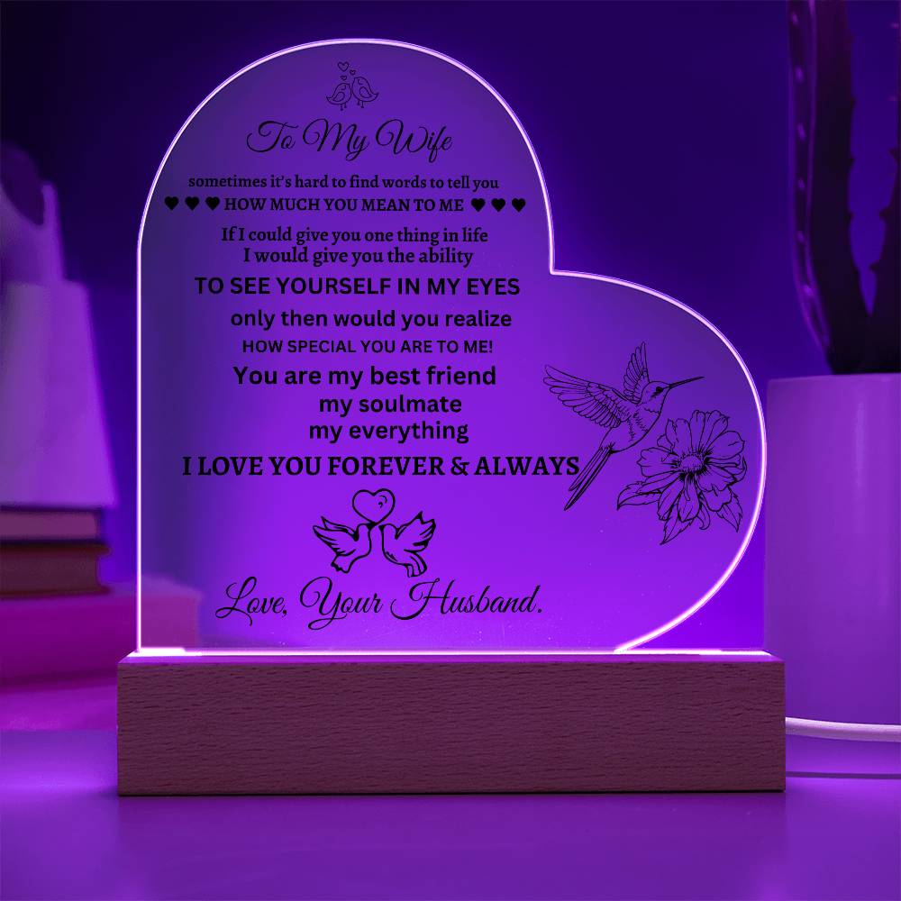 Gifts for Wife, Colorful LED Base I Love You Gifts for Her from Husband, Best Anniversary, Birthday, Romantic to My Wife acrylic Keepsakes Presents for Valentine's Day Christmas