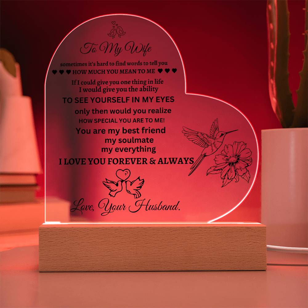 Gifts for Wife, Colorful LED Base I Love You Gifts for Her from Husband, Best Anniversary, Birthday, Romantic to My Wife acrylic Keepsakes Presents for Valentine's Day Christmas