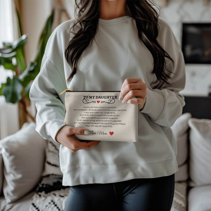 Daughter Gift From Mom, To My Daughter Makeup Cosmetic Bag, Birthday Graduation Gif,t For Daughter Wedding Gift ,Adult Daughter Gift, Travel Toiletry Bag, Daughter Bridal Shower Gift Make Up Pouch