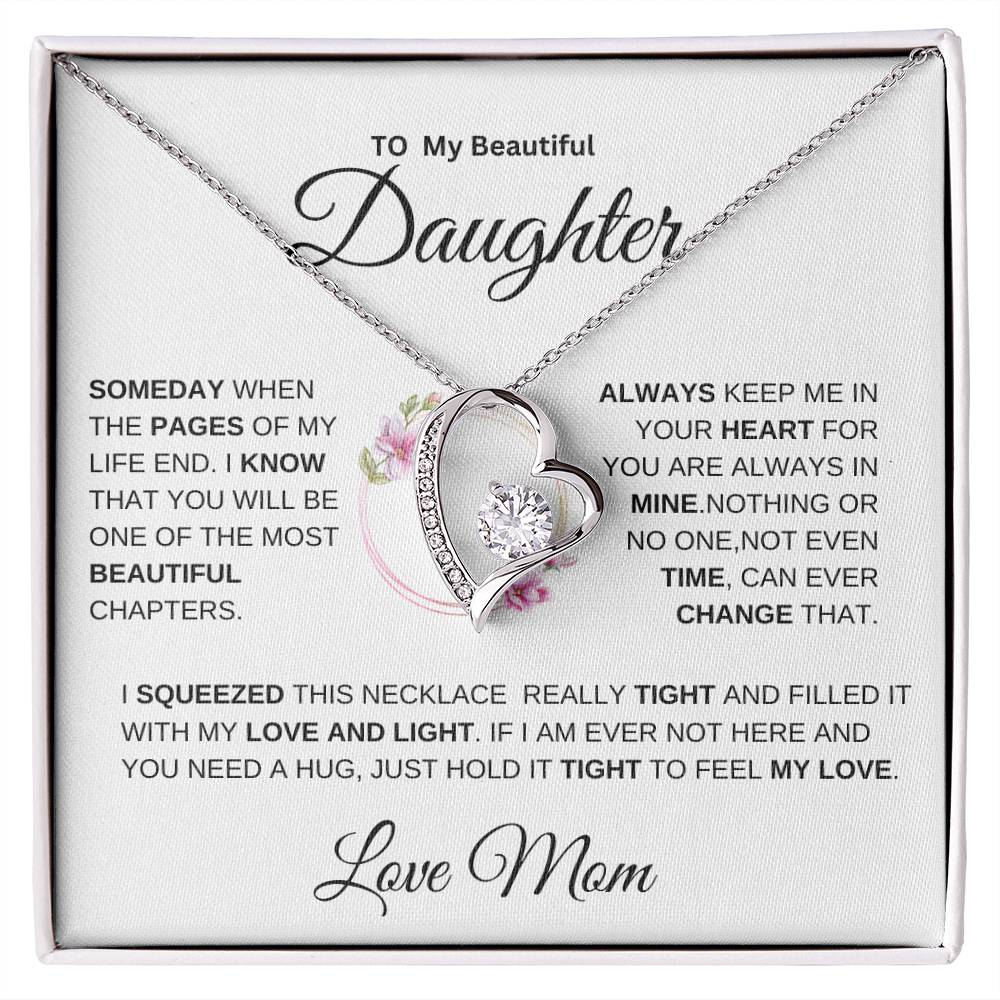 [ ALMOST SOLD OUT] To My Beautiful Daughter " Always Keep Me in Your Heart " Love Mom | FL Necklace