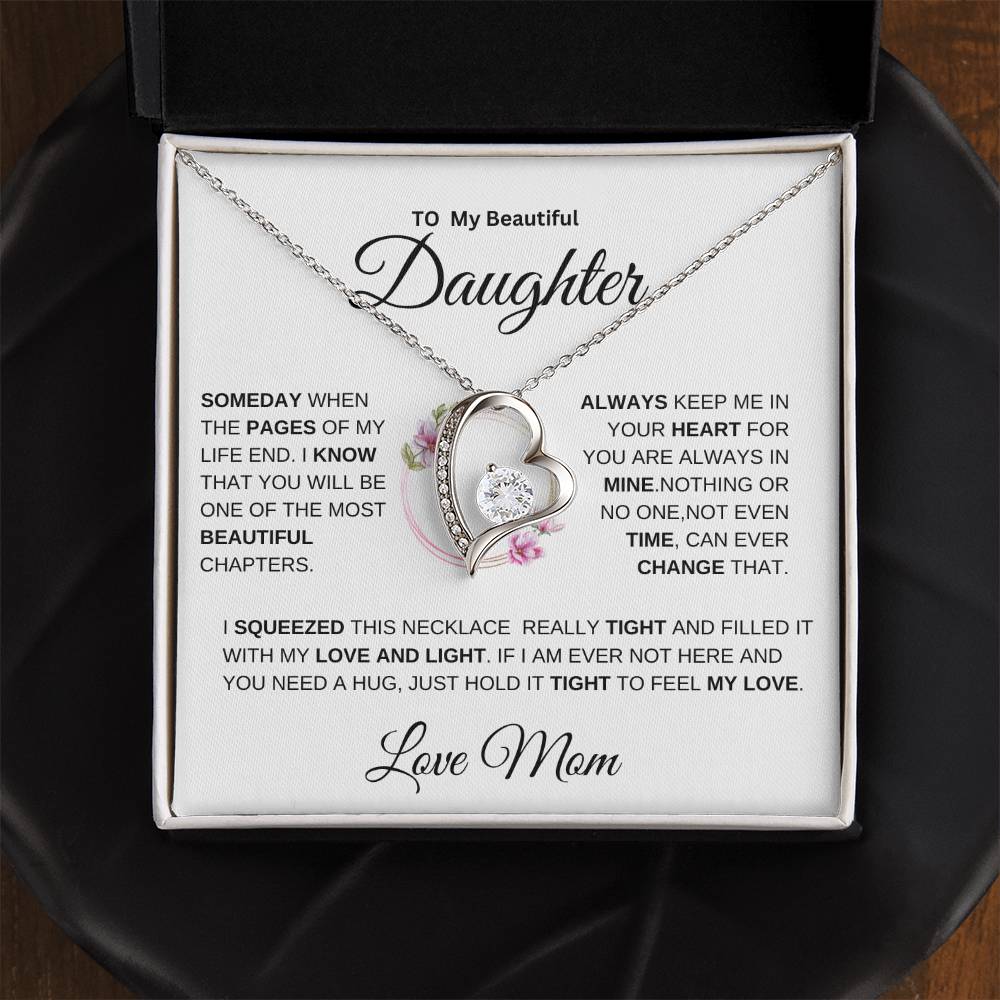 [ALMOST SOLD OUT] To My Beautiful Daughter " Always Keep Me in Your Heart " LOVE MOM / THE FOREVER LOVE NECKLACE