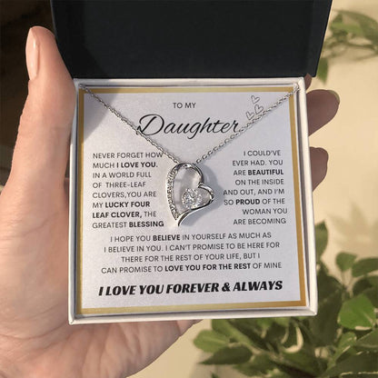 TO MY DAUGHTER FOREVER LOVE NECKLACE WITH MESSAGE CARD