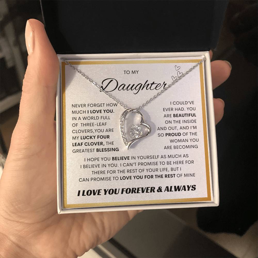 TO MY DAUGHTER FOREVER LOVE NECKLACE WITH MESSAGE CARD
