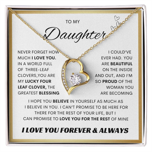 TO MY DAUGHTER FOREVER LOVE NECKLACE WITH MESSAGE CARD