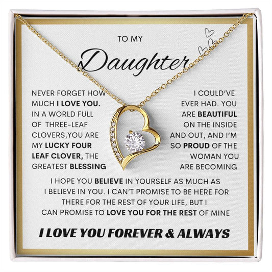 TO MY DAUGHTER FOREVER LOVE NECKLACE WITH MESSAGE CARD