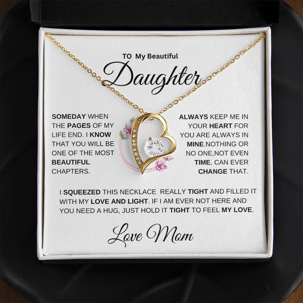 [ ALMOST SOLD OUT] To My Beautiful Daughter " Always Keep Me in Your Heart " Love Mom | FL Necklace