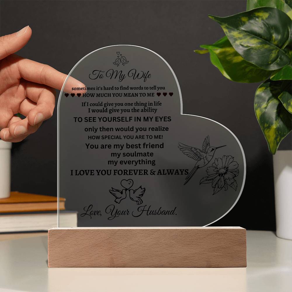 Gifts for Wife, Colorful LED Base I Love You Gifts for Her from Husband, Best Anniversary, Birthday, Romantic to My Wife acrylic Keepsakes Presents for Valentine's Day Christmas