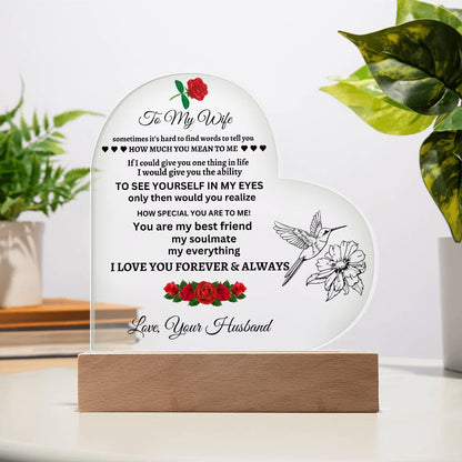 Gifts for Wife, Colorful LED Base I Love You Gifts for Her from Husband, Best Anniversary, Birthday, Romantic to My Wife acrylic Keepsakes Presents for Valentine's Day Christmas