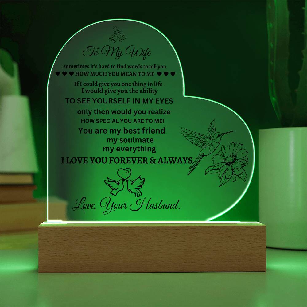 Gifts for Wife, Colorful LED Base I Love You Gifts for Her from Husband, Best Anniversary, Birthday, Romantic to My Wife acrylic Keepsakes Presents for Valentine's Day Christmas