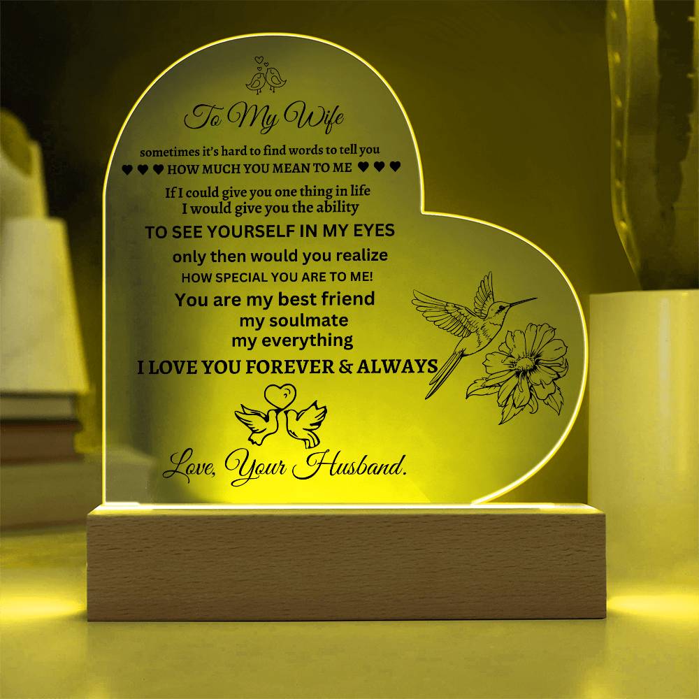 Gifts for Wife, Colorful LED Base I Love You Gifts for Her from Husband, Best Anniversary, Birthday, Romantic to My Wife acrylic Keepsakes Presents for Valentine's Day Christmas