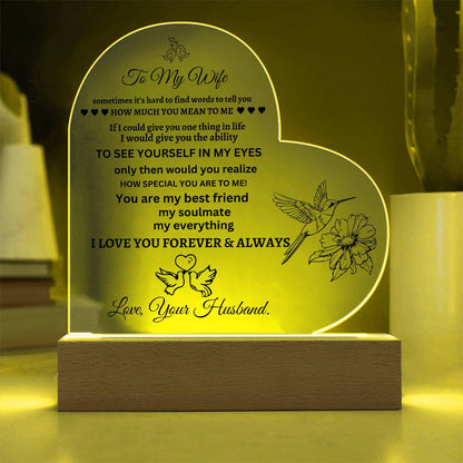 Gifts for Wife, Colorful LED Base I Love You Gifts for Her from Husband, Best Anniversary, Birthday, Romantic to My Wife acrylic Keepsakes Presents for Valentine's Day Christmas