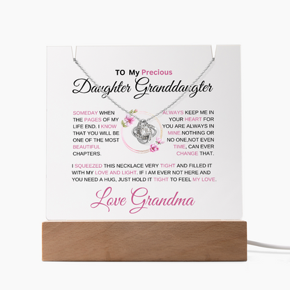 To My Daughter - Love Knot Necklace with acrylic Plaque