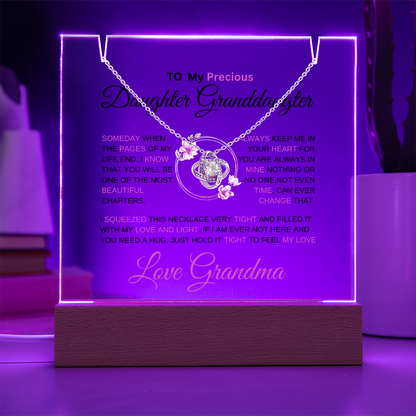 To My Daughter - Love Knot Necklace with acrylic Plaque