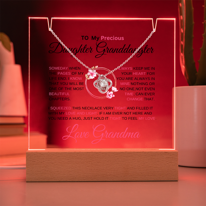 To My Daughter - Love Knot Necklace with acrylic Plaque
