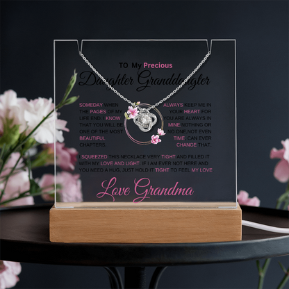 To My Daughter - Love Knot Necklace with acrylic Plaque