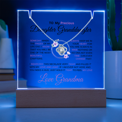 To My Daughter - Love Knot Necklace with acrylic Plaque