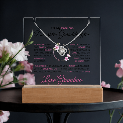 To My Daughter - Love Knot Necklace with acrylic Plaque