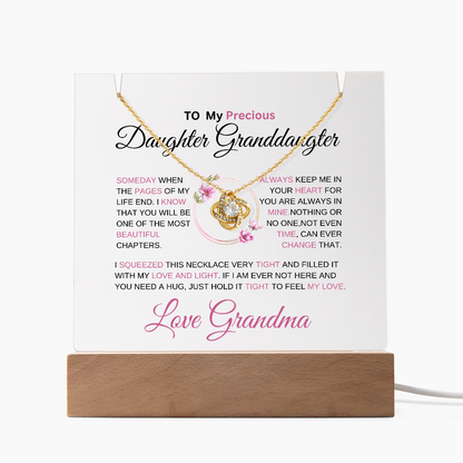 To My Daughter - Love Knot Necklace with acrylic Plaque