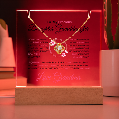 To My Daughter - Love Knot Necklace with acrylic Plaque