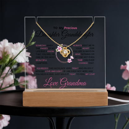 To My Daughter - Love Knot Necklace with acrylic Plaque