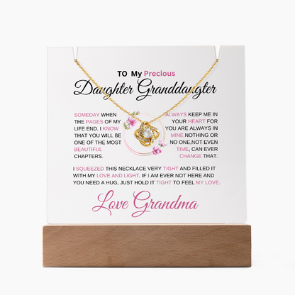 To My Daughter - Love Knot Necklace with acrylic Plaque