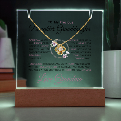 To My Daughter - Love Knot Necklace with acrylic Plaque