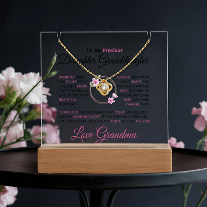 To My Daughter - Love Knot Necklace with acrylic Plaque