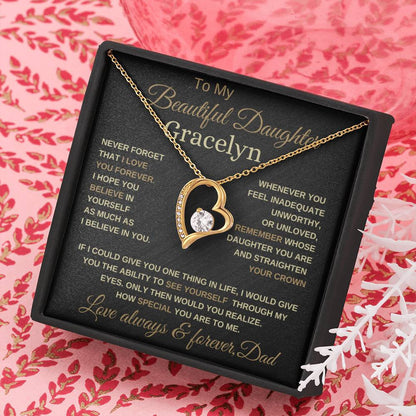 Beautiful to my daughter love knot necklace