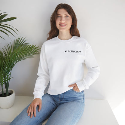 Personalized couples Roman Numeral Sweatshirt, Initials on Sleeve - Engagements, Anniversary gift