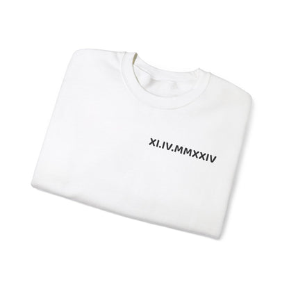 Personalized couples Roman Numeral Sweatshirt, Initials on Sleeve - Engagements, Anniversary gift